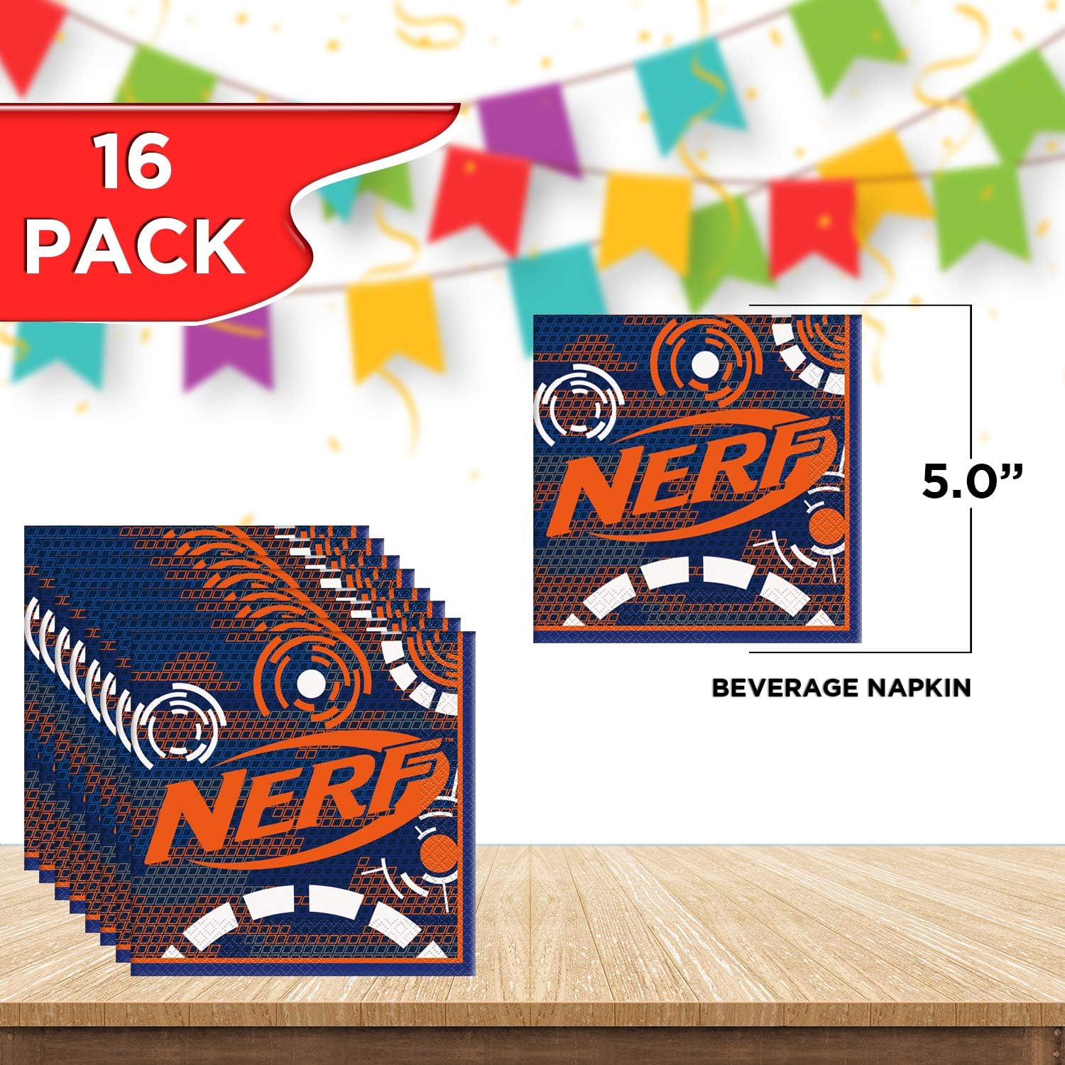 Unique Nerf Party Bundle | Beverage & Luncheon Napkins, Dinner & Dessert Plates, Bull's Eye Decoration | Great for Interactive Sports Birthday Themed Parties: Health & Personal Care
