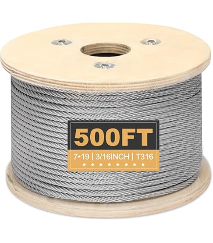 NAJDER Câble Acier Inoxydable 6mm 20m - Corde 7x19 Résistance 1570 MPa - A4 Anti-Corrosion Pour Bricolage, Construction & Décoration