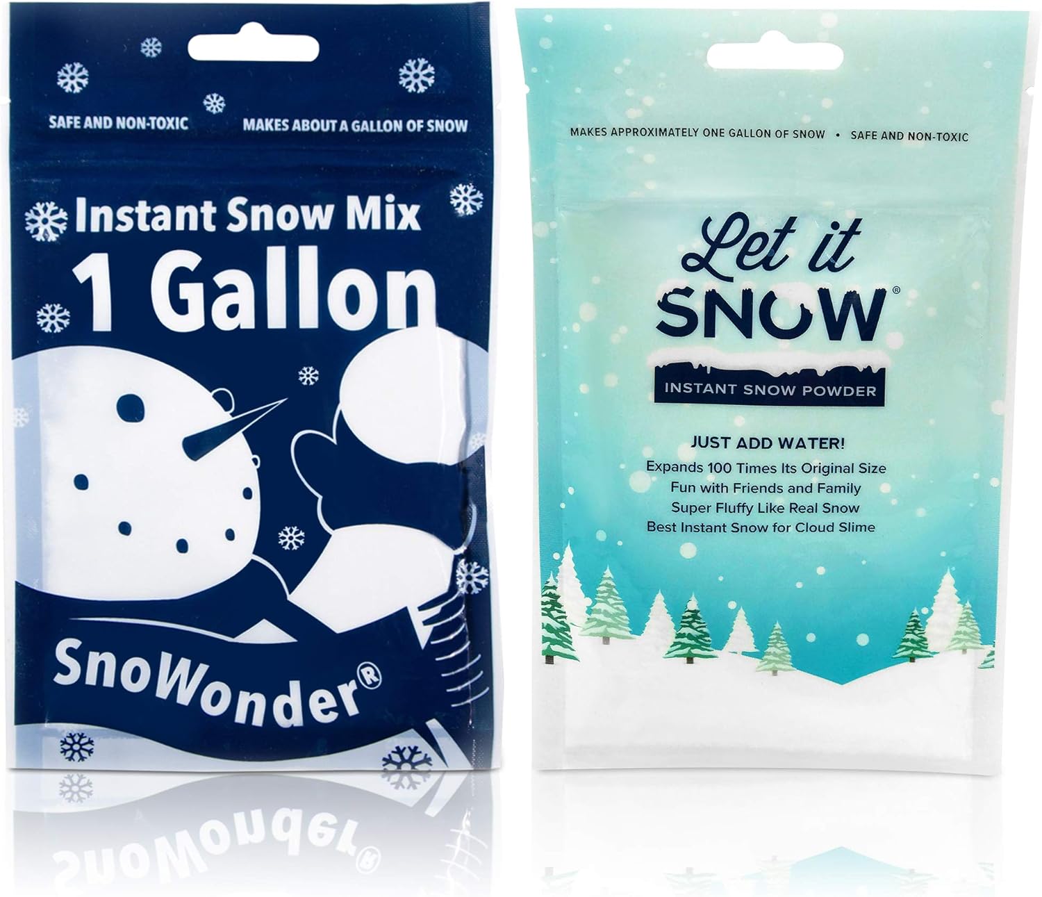 Artificial Snow - Let it Snow and SnoWonder Instant Snow Powder for Slime and Holiday Decorations - Artificial Snow Mix Makes 2 Gallons of Fake Snow - Made in The USA