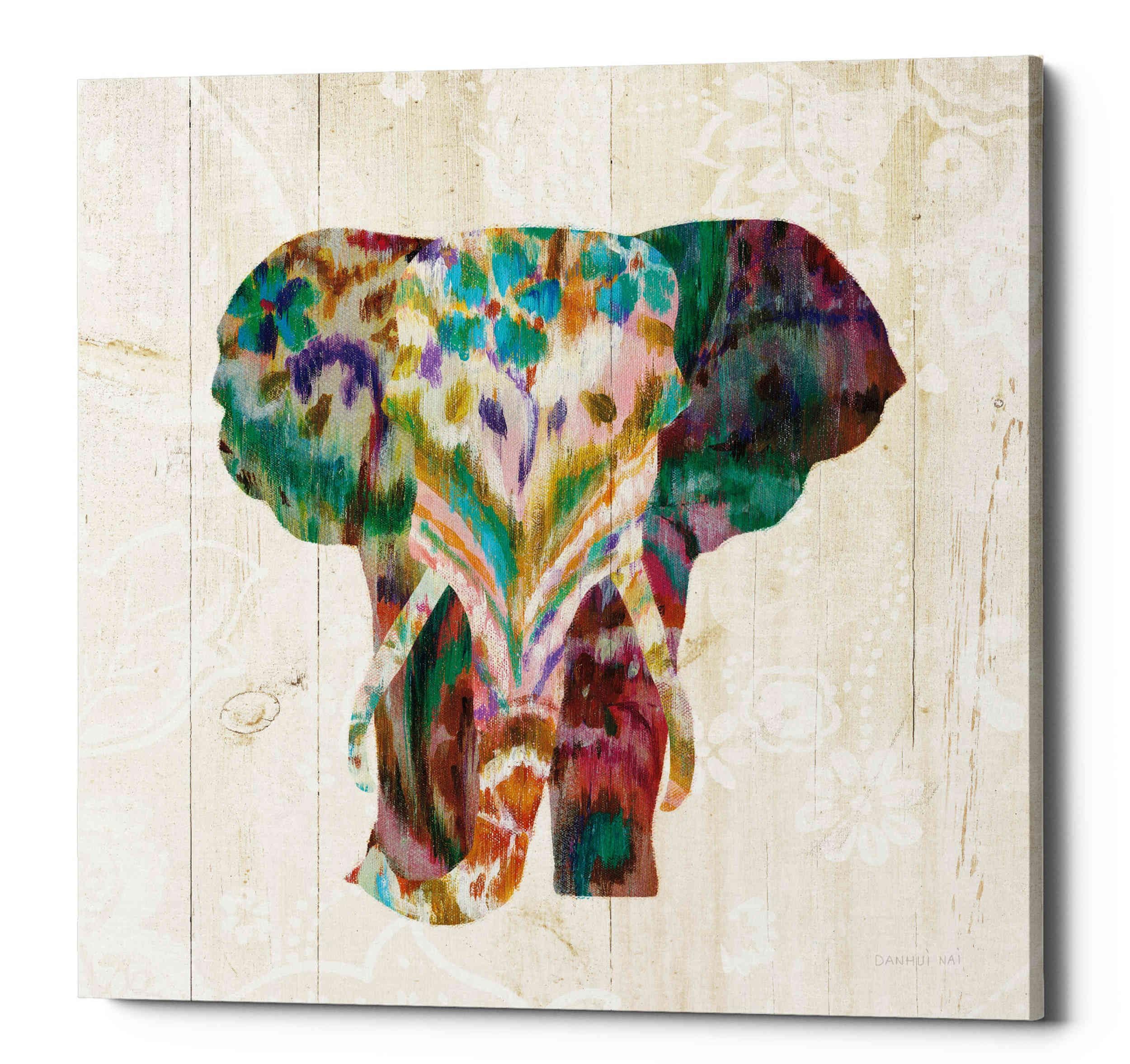 Photo 1 of ***FACTORY SEALED***Epic Graffiti 'Boho Paisley Elephant III' by Danhui Nai, Canvas Wall Art, 37"x37"