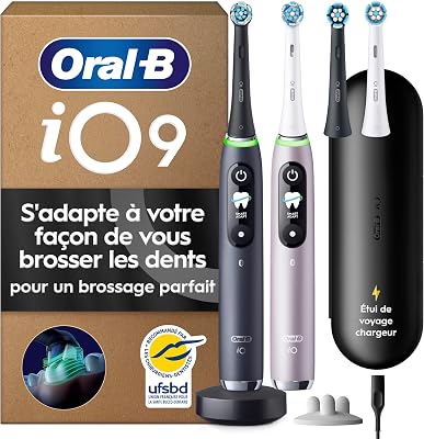 Brosses à Dents Electriques iO 9 Duo, 4 Brossettes, Noire et Rose