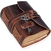 cuero Leather Journal for Women Men, Deckle Edge Paper Leather Notebook of 180 GSM, Book of Shadows Journal Blank, Leather Bound Journal diary (Brown)