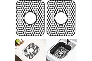 BEHOK 2 Pack Silicone Sink Protector for Kitchen Sink Bathroom, 13.58"x 11.6" Sink Mat, Non-Slip and Durable Sink Protector S