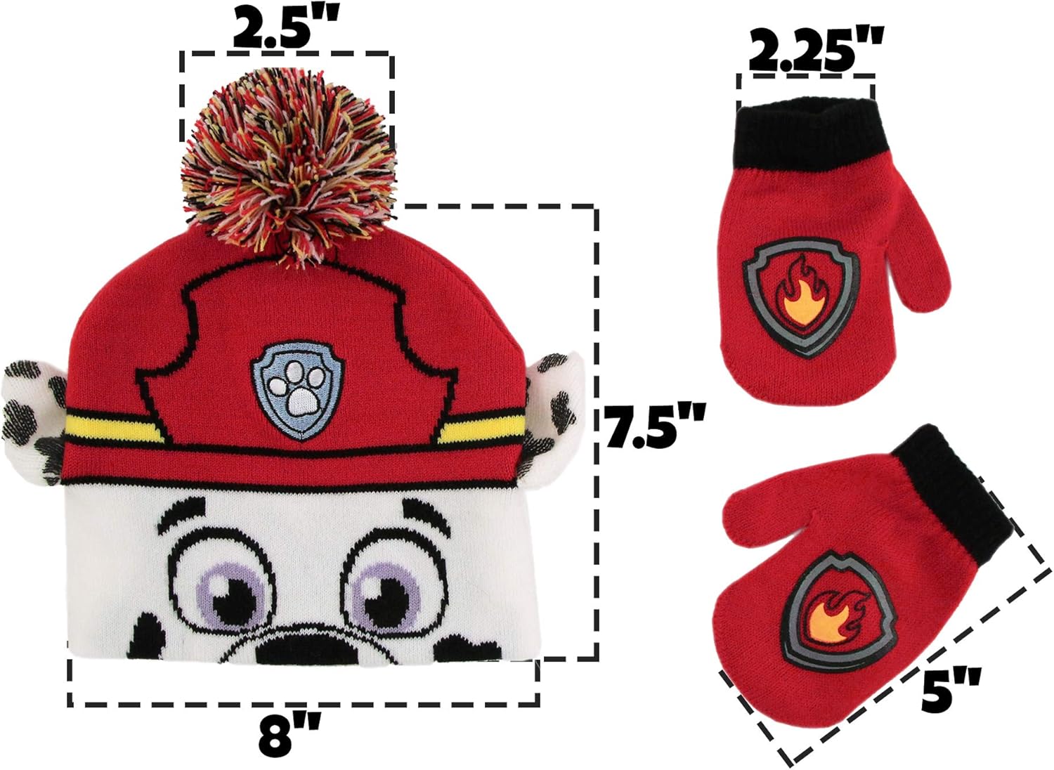 Nickelodeon Boys Winter Hat Set, Paw Patrol Toddler Beanie and Mittens for Kids Age 2-4: Clothing