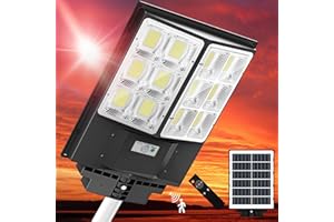 BUYTHA 3000W Solar Street Lights Outdoor - 6500K LED Street Light Dusk to Dawn, Solar Parking Lot Lights, LED Solar Outdoor Light Waterproof with Motion Sensor and Remote Control