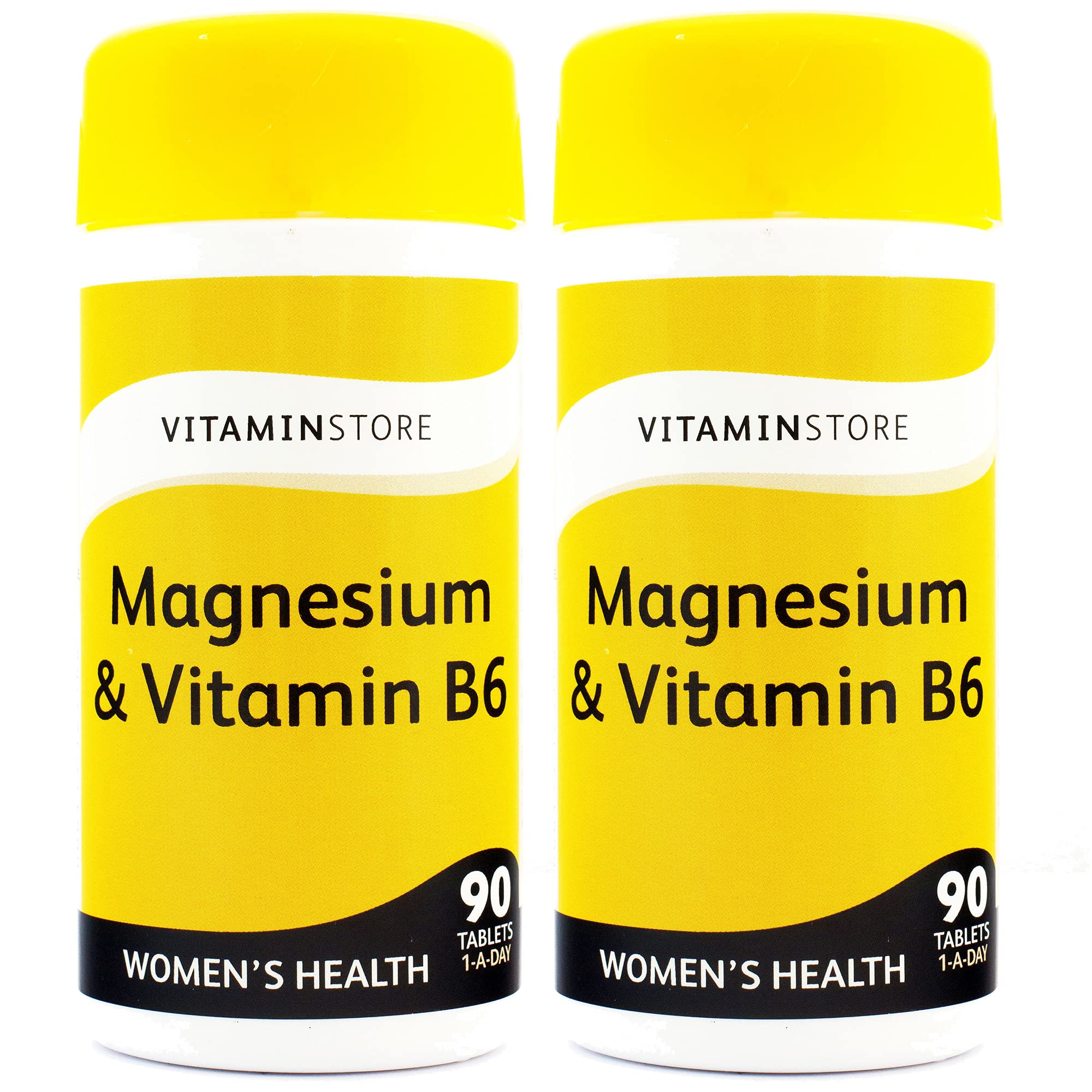 Vitamin Store Magnesium & Vitamin B6 Food Supplement, Vegan Friendly, 90 Tablets per Tub, Pack of 2, 6 Months Supply