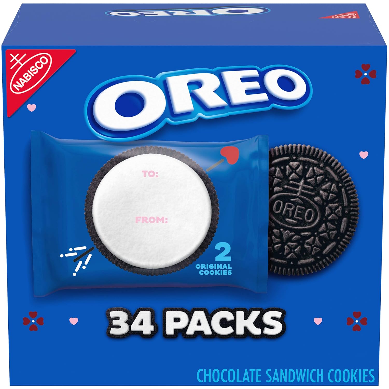 OREO Chocolate Sandwich Cookies, Original Flavor, Valentine’s Day Edition, 0.78 oz (Pack of 34)