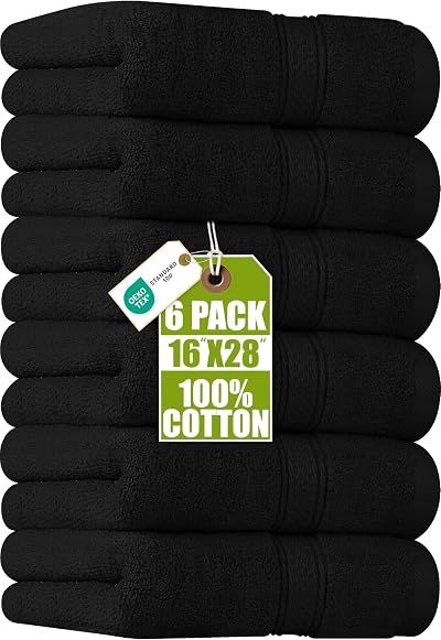 Utopia Towels Premium Hand Towels 41 x 71 cm Black 6-Pack Hotel & Spa
