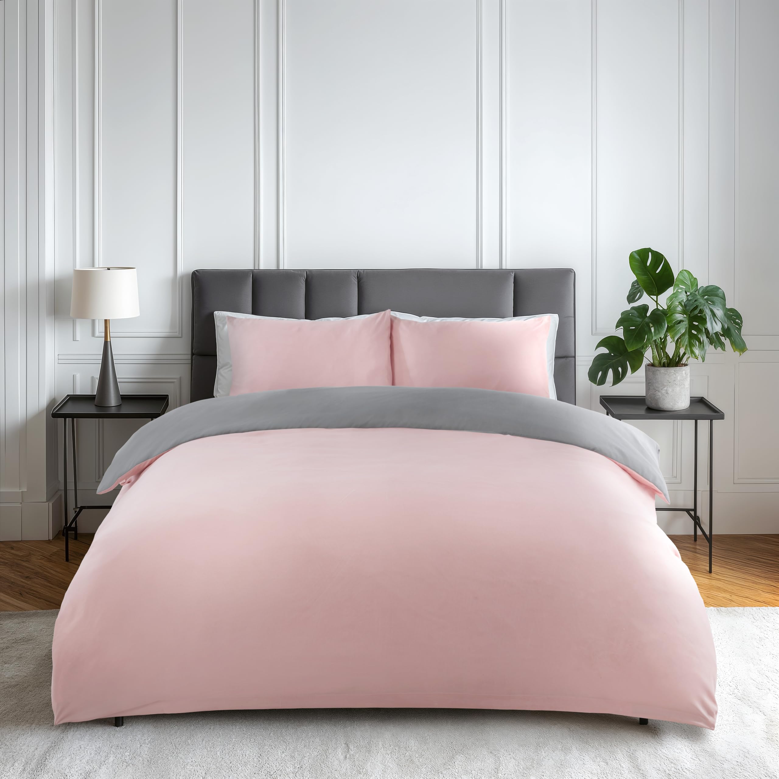 Emma Barclay Lyla Reversible Duvet Set in Blush Pink/Grey - Single