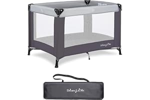 Dream On Me Nest Portable Playard in Grey with Carrybag an Shoulder Strap, Lightweight, Packable and Easy Setup Baby Playard, Breathable Mesh Sides and Soft Fabric - Comes with a Removable Padded Mat