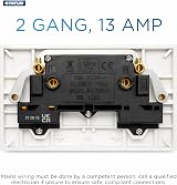 Status 13A Double Gang Switched Wall Socket White UK Plug Faceplate view 3