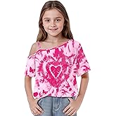 Arshiner Girls T Shirts Trendy Street Style One Shoulder Sleeve Casual Kids Blouse Soft Summer Tees Tops