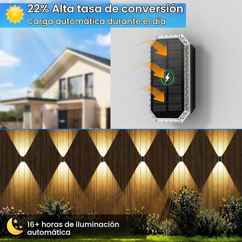 Aplique Solar Exterior Pared 3 Colores, IP65 Impermeable 1200mAh