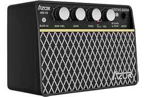 AZOR Mini Guitar Amp 10W Portable Recharged Electric Guitar Amplifier, Wireless Guitar Amp with Clean and Drive Channels with