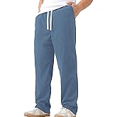 JOTOOK Mens Casual Corduroy Pants Lightweight Elastic Waist Drawstring Pants Straight Baggy Pants with Pockets