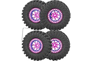hopsupRC for SCX24 TRX4M 1/24 1/18 RC Crawler Car,1.3" Beadlock Wheel Tires Wheel Hub Wheels Rim 4PCS Aluminum 1.3 Beadlock Wheel Rims Heavy Duty Rim Pink