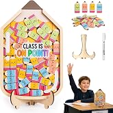 Large Wooden Reward Jar for Classroom with Stand, Pencil Tokens for Teacher | 40 Pencil Tokens, Includes Marker, No Magnetic, Ready-Gift Box