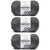 Bernat Wavelength Yarn for Crocheting &amp; Knitting, Snowflake Obsidian 3-Pack | #5 Bulky Yarn, 100% Acrylic, Soft Gradient Crochet Yarn for Hats, Scarves, Blankets &amp; Crafts, 223yds, 140g/5oz per skein