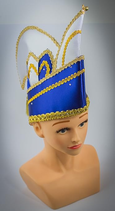 Prinzenmütze Komiteemütze Ornatsmütze Elferratsmütze blau-weiss-gold bis KW 63 mit Strasssteine