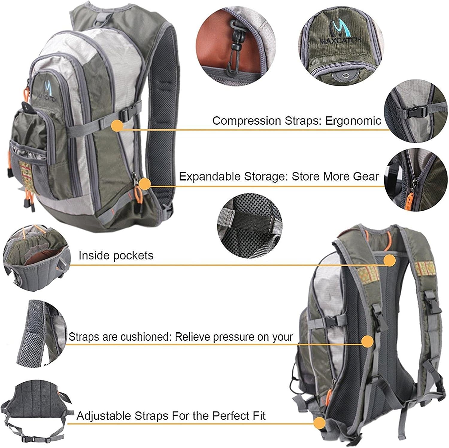 Maxcatch Fly Fishing Vest Pack (Fishing Vest/Fishing Backpack/Fishing