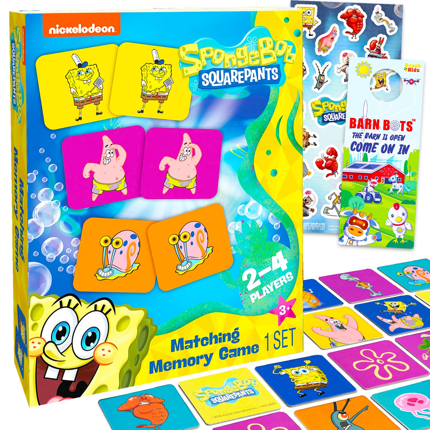 Photo 1 of Nickelodeon Spongebob Memory Game - Spongebob Educational Toy Bundle Includes Spongebob Memory Matching Game Plus Spongebob Stickers and Door Hanger | Spongebob Kids Activities