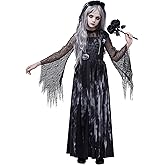 Spooktacular Creations Haunted Princess Costumes for Girls, Kids Scary Cemetery Bride Dress, Zombie Gothic Outfits with Headband for Halloween Ghost Role Playing Parties