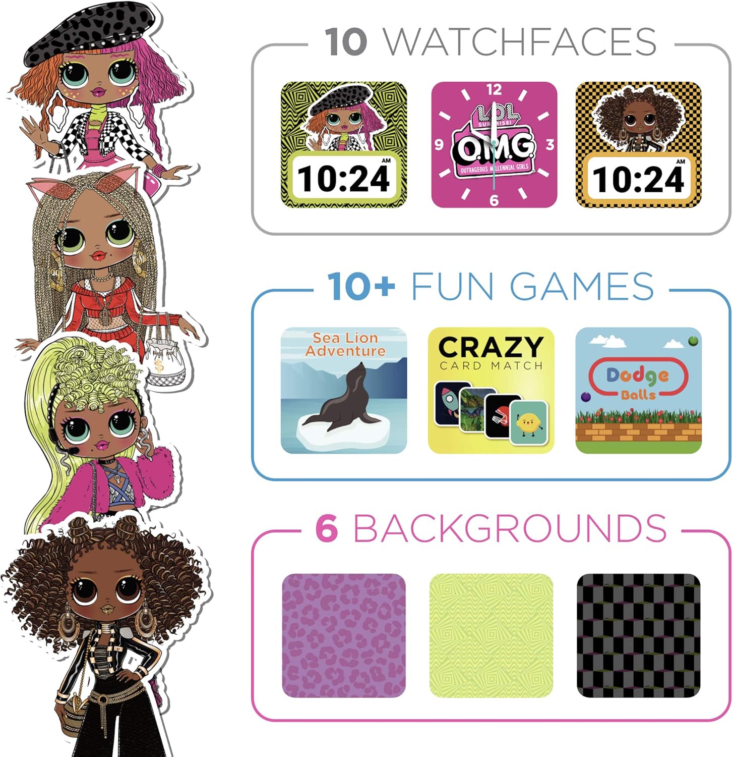 Playzoom Lol Surprise Lol Surprise O M G 子供用スマートウォッチ 回転カメラ フォトフィルター ビデオレコーダー ストップウォッチ カレンダー サウンドアニメーション ゲーム Neonlicious Lady Diva Swag 電気 電力 おもち Amazon