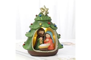 Hodao Nativity Sets for Christmas Indoor Decorations Holy Family Nativity Scene for Xmas Decor Gifts - Christmas Party Home Decorations(Green)