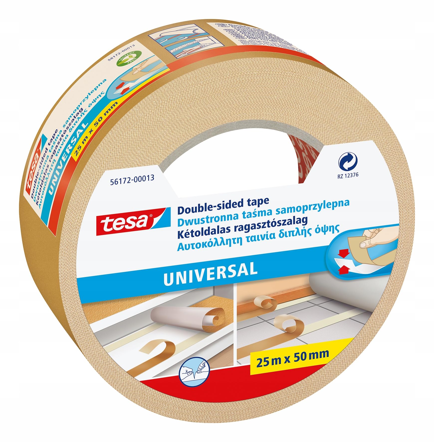 Tesa® Double-Sided Universal Adhesive Tape, 25 m Long, 50 mm Wide