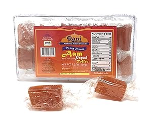 Rani Aam (Mango Fruit Snack) Toffee Candy Treat, 5.25oz (150g), Individually Wrapped in candy box, Indian Origin & Taste