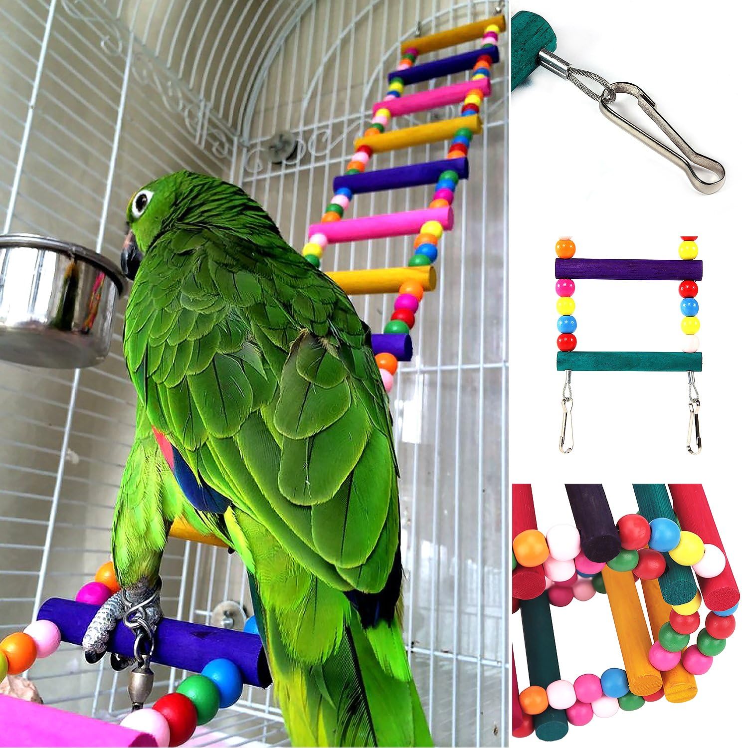 Bird Parrot Toys Ladders Swing Chewing Toys Hanging Pet Bird Cage Accessories Hammock Swing Toy for Small Parakeets Cockatiels, Lovebirds, Conures, Macaws, Lovebirds, Finches (12 Ladders) : Pet Supplies