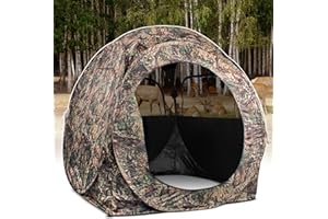 ShedOFF Hunting Blind 1-3 Person See Through Quick Set Pop up Ground Blinds for Deer Turkey Duck Hunting, Bow Hunting Adjust Windows with Silent Zipper