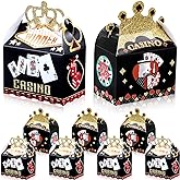 Zonon 40 Pcs Casino Boxes for Party Favors Casino Theme Party Decorations Las Vegas Theme Crown Poker Gift Bags for Las Vegas Game Night Supplies