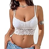 ZZSHLMY Lace Bralette for Women Sexy Bralette V Neck Camisoles Y2k Tank Going Out Slim Cami Crop Top