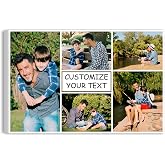 xzartdiy Custom Picture Canvas Prints with Your Photos, 5 Collage Images Print, Personalized Wall Art for Family Home Office Wedding Decor, Customized Gifts for Father’s & Mother’s Day 18x12’’