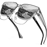 URUMQI Polarized Sunglasses Fit Over Glasses for Women, UV400 Protection Trendy Square Womens Mens Shades Sun Glasses