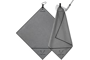 VIGLORY Magnetic Golf Towel for Bag 18" x 18" with Clip Exclusive Cleaning Pocket Microfiber Waffle Ultra Absorbent Club Ball Cleaner Essential Golf Accessories and Gifts for Men Women(Gray 1 Pack)