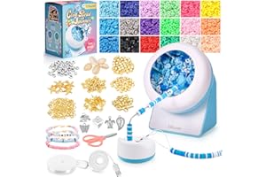 Tilhumt Bead Spinner, 3824Pcs Beading Set for Making 28 Friendship Bracelets, Bracelet Making Kit with 18 Colors Polymer Clay Beads, Crafts for Birthday Gift Choice, Patent Design