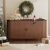 Buffet Sideboard Cabinet with Storage, 55" Fluted Cabinet with Sliding Door & Adjustable Shelf, Modern Accent Coffee Bar Cons