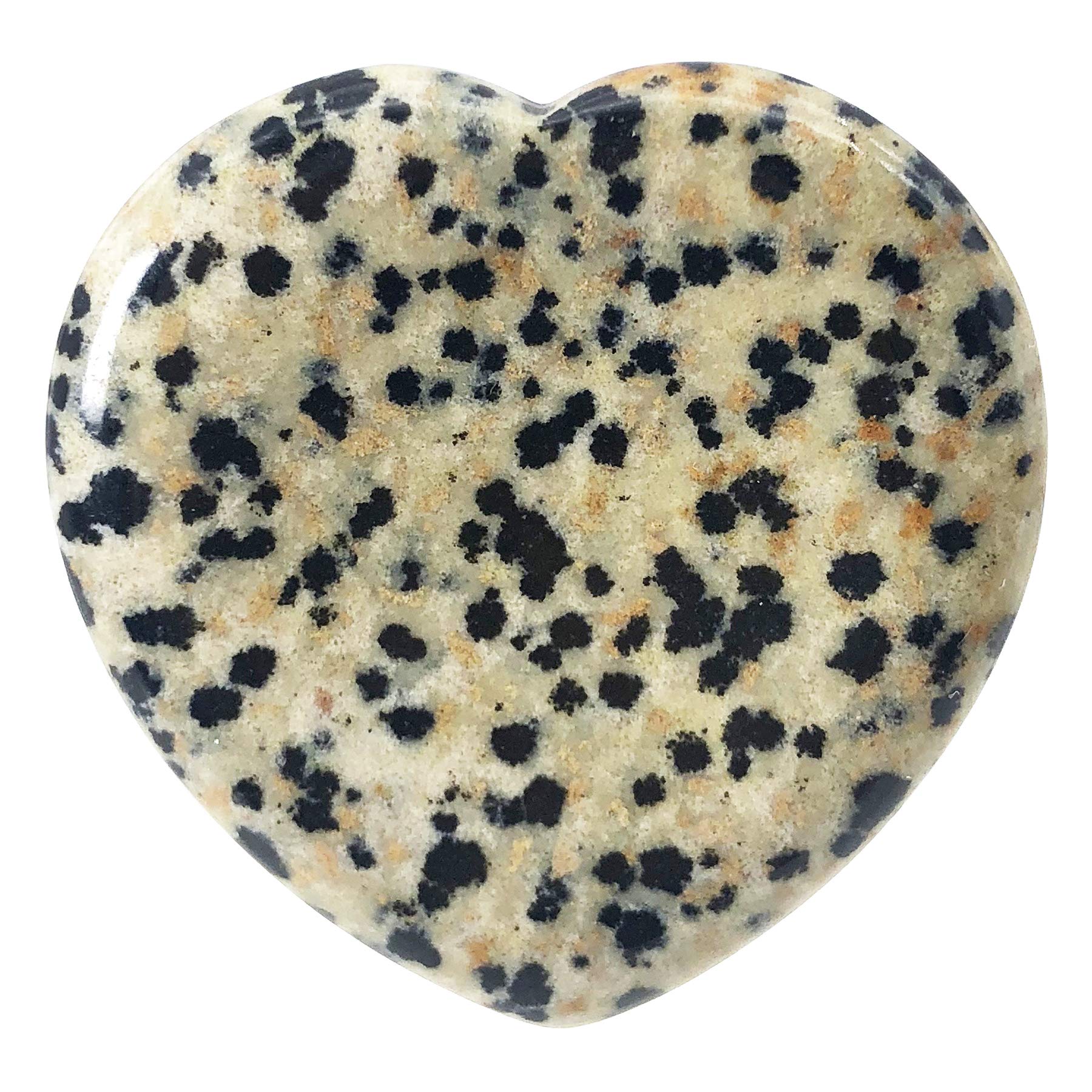 Fekuar Natural Dalmation Jasper Crystal Thumb Worry Stone, Hand Carved Healing Crystal Heart Shaped Stone for Anxiety Stress Relief Meditation 1.5"