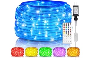 Soiarllt Rope Lights for Outside, 40FT 120LED Color Changing String Lights with Plug & Remote, 24 Colors RGB Twinkle Light In