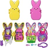 Polly Pocket x Peeps, Micro Doll & 2 Playsets with 7 Themed Accessories, Keychain Clip, Travel Toy, Partnership Compact