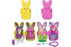 ​Polly Pocket x Peeps, Micro Doll & 2 Playsets with 7 Themed Accessories, Keychain Clip, Travel Toy, Partnership Compact​​​