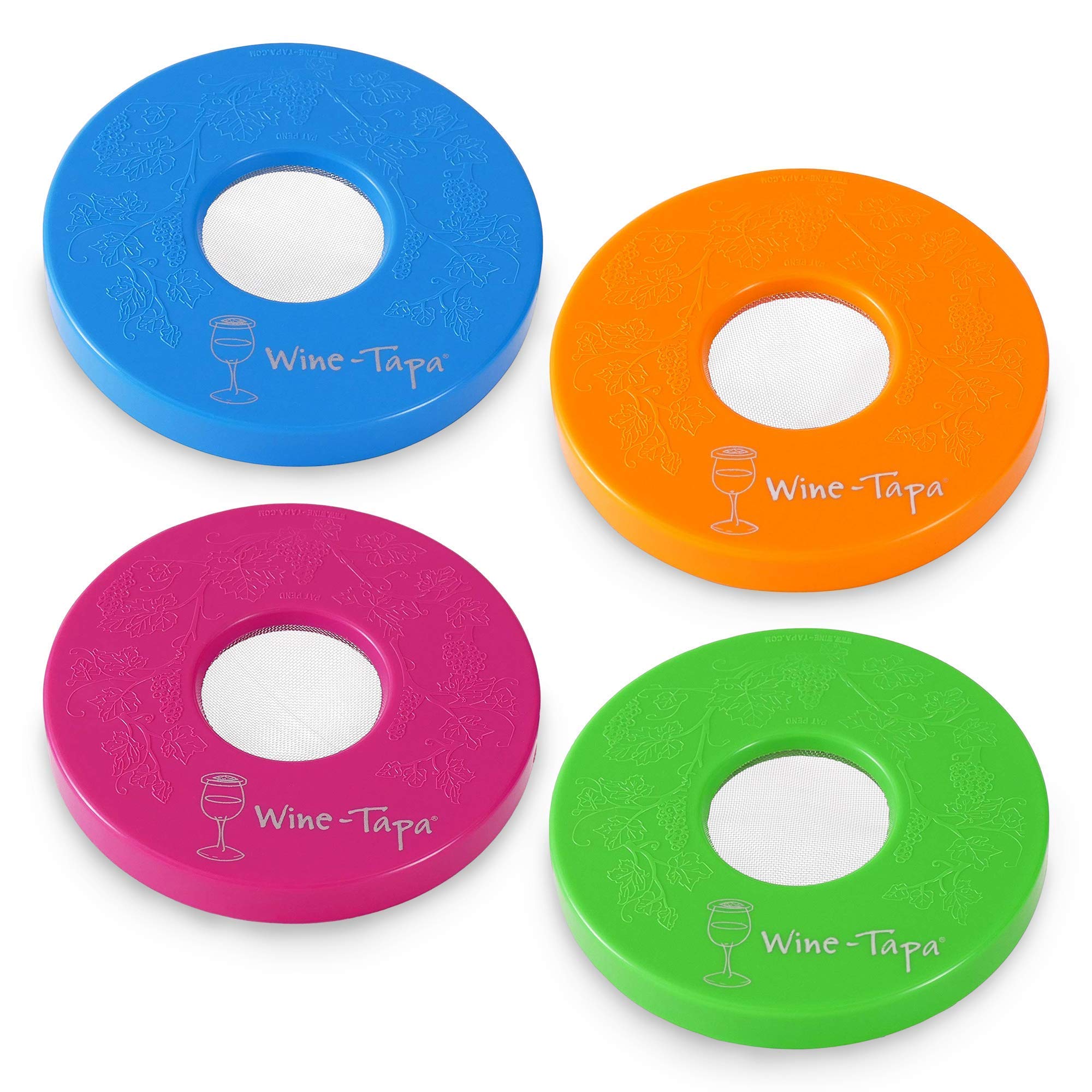 Wine-Tapa Wine Tapa Wine Glass Covers Set of 4 4 Hot Pink Sky Blue Lime Green Tangerine