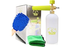ESP EXTRA-SENSORY PERCEPTION ESP Foam Cannon Snow Foam Lance Pressure Power Jet Washer Quick Release Adjustable Nozzle with 1 Liter Bottle Washing Mitts 1 Towel