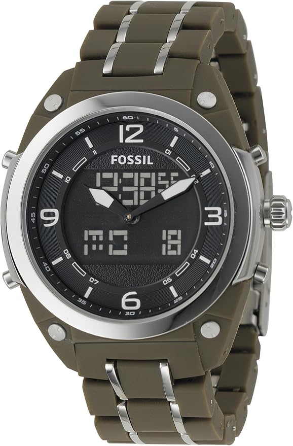 Fossil Herren-Armbanduhr Analog - Digital Edelstahl grün Sport Gents