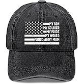 Weiweiwu My Son My Pride My World Proud Army mom Hats for Women Funny Washed Distressed