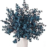 LUSHIDI 15PCS Artificial Baby Breath Flowers Fake Silk Real Touch DIY Floral Bouquets Decor Wedding Party Decoration Arrangements-Teal Blue