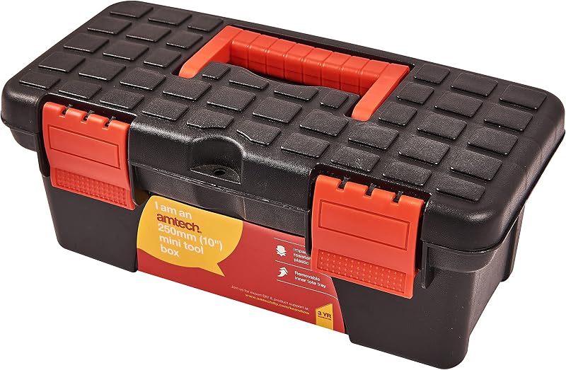 Amtech 10 Inch Mini Plastic Tool Box With Removable Tray