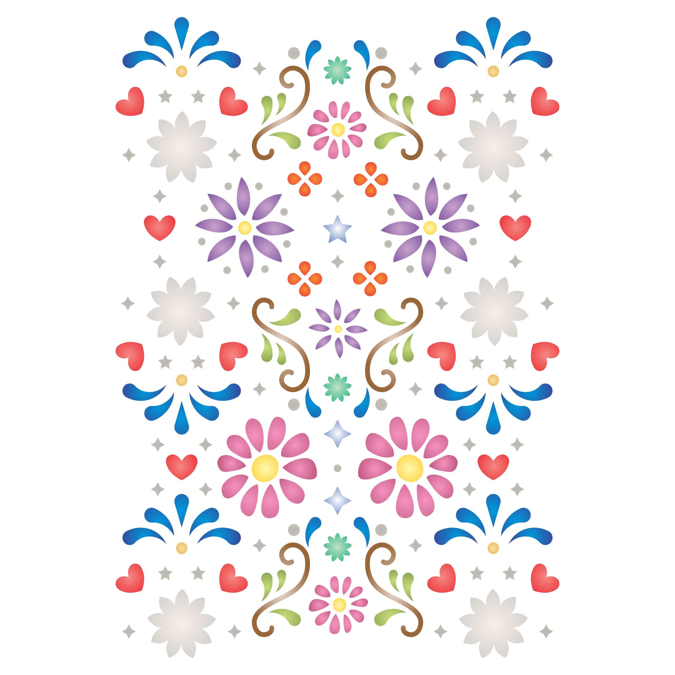 Folk Art Layering Stencil, 11.43 x 16.51 cm - Stencil Company Original Ethnic Stencil Mask use to Add Texture, Design and Accents to Mixed Media Backgrounds